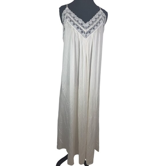 Barbizon VTG Dainty Maxi Slip Floral White Lace Feminine Romantic Sz Large - Picture 1 of 6
